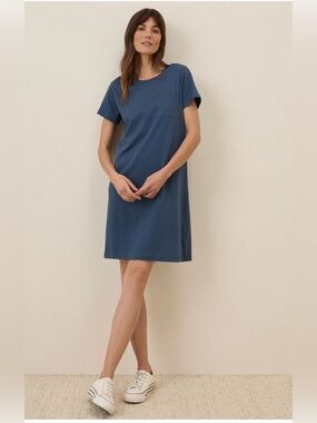 Pact Organic Softspun Tee Dress size large in French Navy